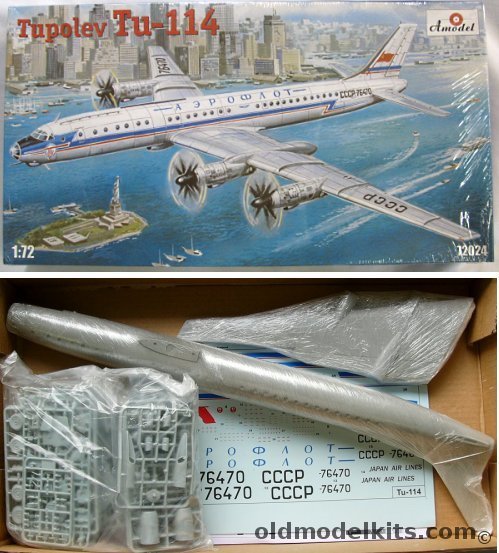 Amodel 1/72 Tupolev Tu-114  - Aeroflot and Japan Air Lines (JAL), 72024 plastic model kit